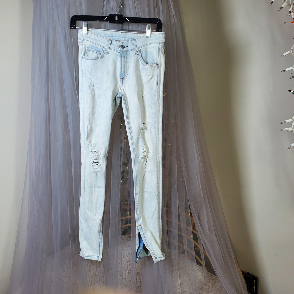 Rag & Bone Indie Rocker Chic Jeans Streetwear Zipper Skinny Crop 27x26 Size 25
